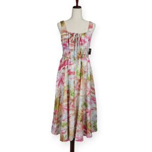 Melonie T A-line Midi Dress Sleeveless Floral Multicolor Women's Size 6 New